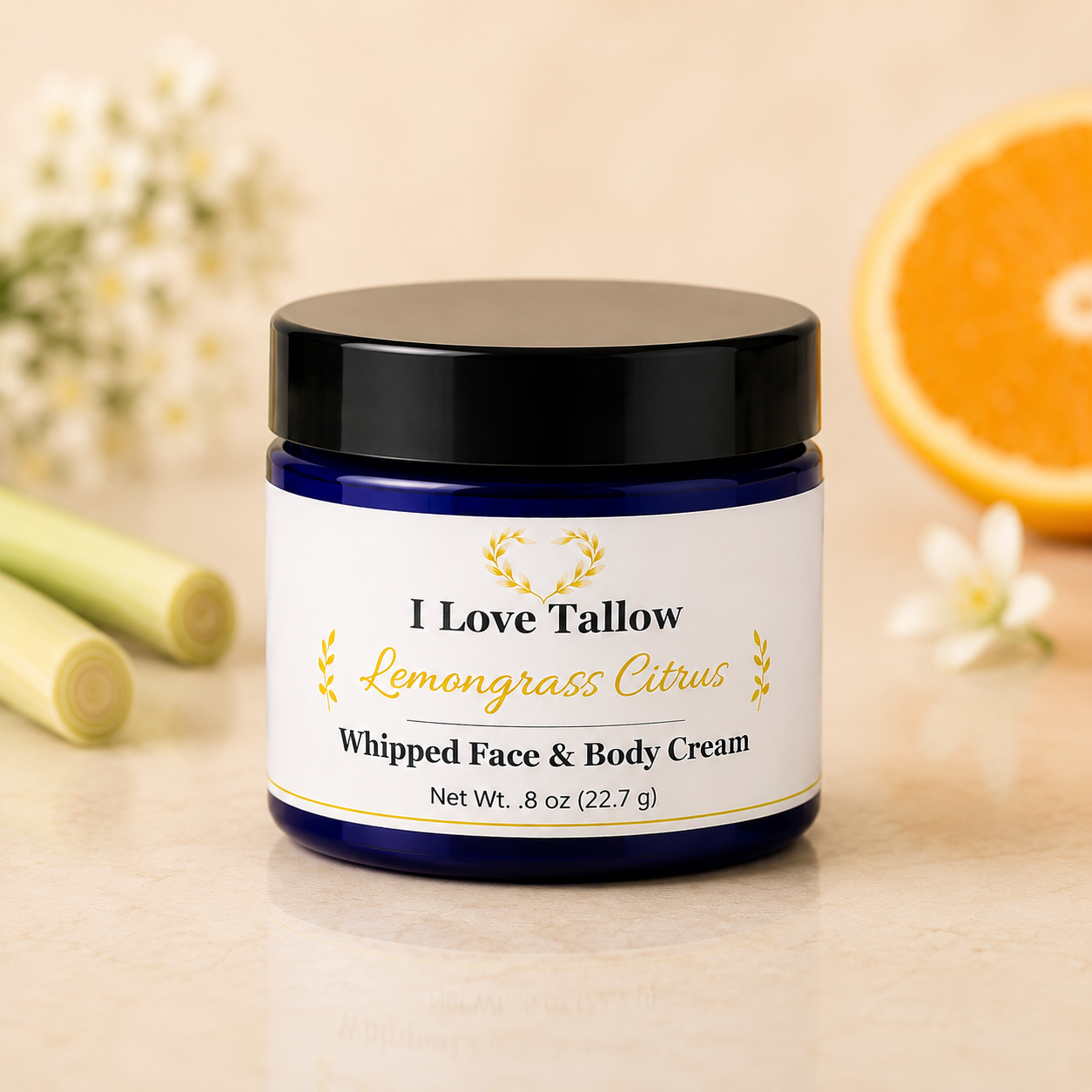 I Love Tallow Lemongrass Citrus Whipped Face & Body Cream - 0.8 oz jar