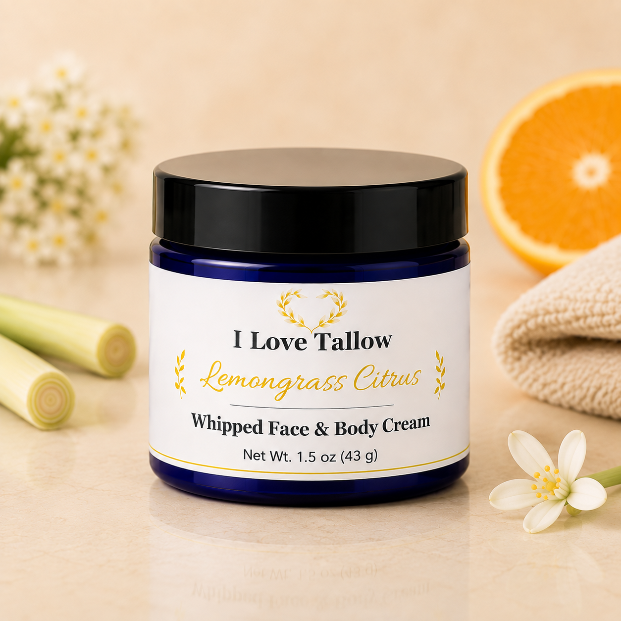 I Love Tallow Lemongrass Citrus Whipped Face & Body Cream - 1.5 oz jar
