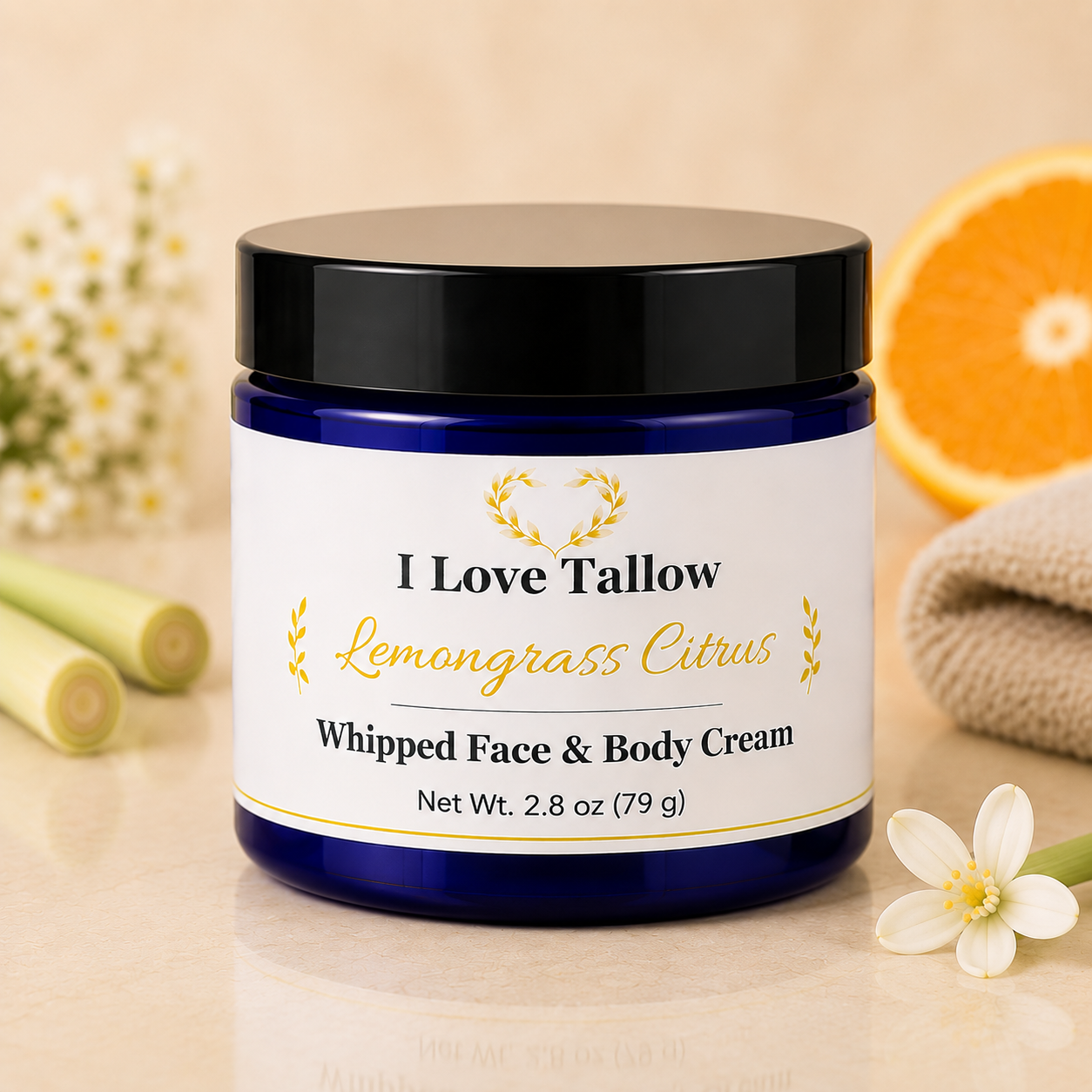 I Love Tallow Lemongrass Citrus Whipped Face & Body Cream - 2.8 oz jar (4 oz jar)